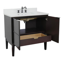 Load image into Gallery viewer, Bellaterra Home 400503-CP-WER 37&quot; Single Vanity in Cappuccino with White Quartz, White Rectangle Sink