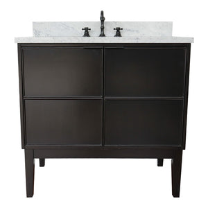 Bellaterra Home 400503-CP-WMO 37" Single Vanity in Cappuccino with White Carrara Marble, White Oval Sink