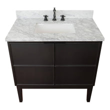 Load image into Gallery viewer, Bellaterra Home 400503-CP-WMR 37&quot; Single Vanity in Cappuccino with White Carrara Marble, White Rectangle Sink