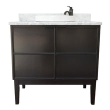 Load image into Gallery viewer, Bellaterra Home 400503-CP-WMRD 37&quot; Single Vanity in Cappuccino with White Carrara Marble, White Round Semi-Recessed Sink
