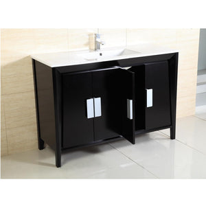 Bellaterra Home 500410D-ES-WH-48S 48" Single Vanity in Dark Espresso with White Ceramic Countertop and Integrated Sink