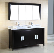 Load image into Gallery viewer, Bellaterra Home 500410D-ES-WH-60D 60&quot; Double Vanity in Dark Espresso with White Quartz, Above Counter Sinks