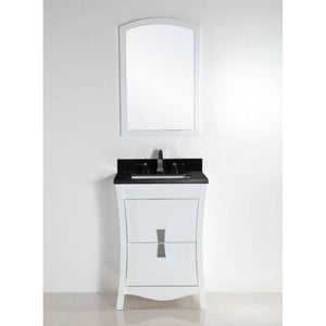 Bellaterra Home 500701-24-BG 24.49" Single Vanity in White with Black Galaxy Granite, White Rectangle Sink
