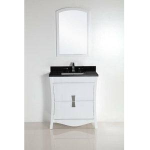 Bellaterra Home 500701-30-BG 30.39" Single Vanity in White with Black Galaxy Granite, White Rectangle Sink
