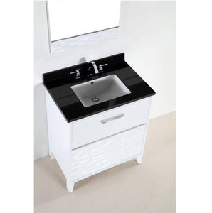 Bellaterra Home 500709-30-BG 30.39" Single Vanity in White with Black Galaxy Granite, White Rectangle Sink