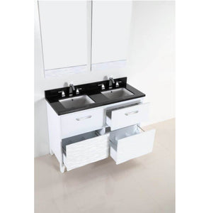 Bellaterra Home 500709-48D-BG 48.11" Double Vanity in White with Black Galaxy Granite, White Rectangle Sink