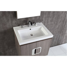 Load image into Gallery viewer, Bellaterra Home 500821-24 24&quot; Single Wall Mount Vanity in Gray Brownish Oak with White Ceramic Countertop and Integrated Sink