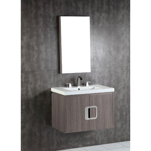 Bellaterra Home 500821-30 30" Single Wall Mount Vanity in Gray Brownish Oak with White Ceramic Countertop and Integrated Sink