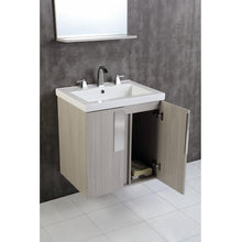 Load image into Gallery viewer, Bellaterra Home 500822-24 24&quot; Single Wall Mounted Vanity in Gray Pine with White Ceramic Countertop and Integrated Sink