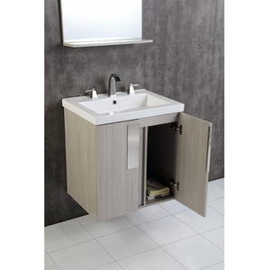 Bellaterra Home 500822-24 24" Single Wall Mounted Vanity in Gray Pine with White Ceramic Countertop and Integrated Sink
