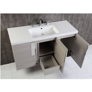 Bellaterra Home 500822-48S 48" Single Wall Mounted Vanity in Gray Pine with White Ceramic Countertop and Integrated Sink