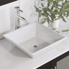 Load image into Gallery viewer, Cambridge Plumbing 8111 36&quot; Single Bathroom Vanity in Espresso with White Porcelain Top and Vessel Sink, Matching Mirror, Close up Sink and Faucet