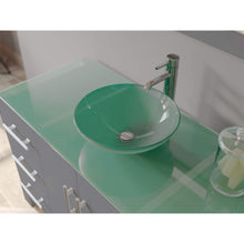 Load image into Gallery viewer, Cambridge Plumbing 8116B-G 48&quot; Single Bathroom Vanity in Gray with Tempered Glass Top and Vessel Sink, Matching Mirror, Glass Countertop and Vessel Sink