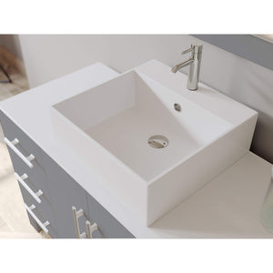 Cambridge Plumbing 8116G 48" Single Bathroom Vanity in Gray with White Porcelain Top and Vessel Sink, Matching Mirror, Countertop and Vessel Sink