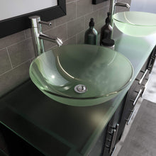 Load image into Gallery viewer, Cambridge Plumbing 8119-B 63&quot; Double Bathroom Vanity in Espresso with Tempered Glass Top and Vessel Sinks, Matching Mirrors, Countertop and Sinks