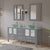 Cambridge Plumbing 8119B-G 63" Double Bathroom Vanity in Gray with Tempered Glass Top and Vessel Sinks, Matching Mirrors, Rendered