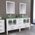 Cambridge Plumbing 8119BW 63" Double Bathroom Vanity in White with Tempered Glass Top and Vessel Sinks, Matching Mirrors