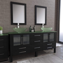 Load image into Gallery viewer, Cambridge Plumbing 8119BXL 72&quot; Double Bathroom Vanity in Espresso with Tempered Glass Top and Vessel Sinks, Matching Mirrors, Rendered