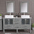 Cambridge Plumbing 8119G 63" Double Bathroom Vanity in Gray with White Porcelain Top and Vessel Sinks, Matching Mirrors Rendered