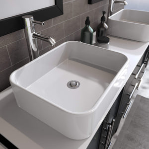 Cambridge Plumbing 8119XL 72" Double Bathroom Vanity in Espresso with White Porcelain Top and Vessel Sinks, Matching Mirrors, Countertop and Sinks