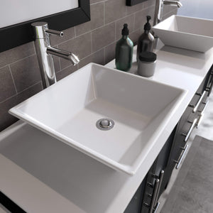 Cambridge Plumbing 8119XLF 72" Double Bathroom Vanity in Espresso with White Porcelain Top and Vessel Sinks, Matching Mirrors, Countertop and Sinks