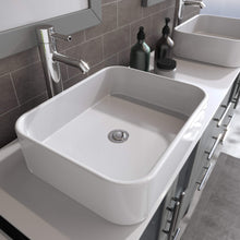 Load image into Gallery viewer, Cambridge Plumbing 8119XLG 72&quot; Double Bathroom Vanity in Gray with White Porcelain Top and Vessel Sinks, Matching Mirrors Countertop and Sinks