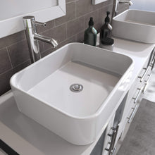 Load image into Gallery viewer, Cambridge Plumbing 8119XLW 72&quot; Double Bathroom Vanity in White with White Porcelain Top and Vessel Sinks, Matching Mirrors, Countertop and Sinks