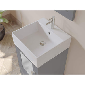 Cambridge Plumbing 8137G 18" Single Bathroom Vanity in Gray with White Porcelain Top and Vessel Sink, Matching Mirror, Sink