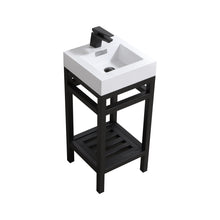 Load image into Gallery viewer, KUBEBATH Cisco AC16-BK 16&quot; Single Bathroom Vanity in Matte Black with White Acrylic Composite, Integrated Sink, Angled View