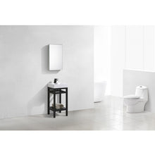 Load image into Gallery viewer, KUBEBATH Cisco AC16-BK 16&quot; Single Bathroom Vanity in Matte Black with White Acrylic Composite, Integrated Sink, Rendered Angled View