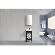 Load image into Gallery viewer, KUBEBATH Cisco AC16-BK 16&quot; Single Bathroom Vanity in Matte Black with White Acrylic Composite, Integrated Sink, Rendered Front View