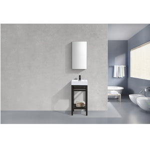 KUBEBATH Cisco AC16-BK 16" Single Bathroom Vanity in Matte Black with White Acrylic Composite, Integrated Sink, Rendered Front View