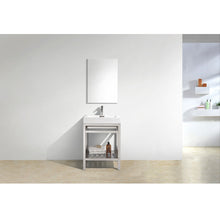 Load image into Gallery viewer, KUBEBATH Cisco AC24 24&quot; Single Bathroom Vanity in Chrome with White Acrylic Composite, Integrated Sink, Rendered Front View