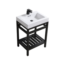 Load image into Gallery viewer, KUBEBATH Cisco AC24-BK 24&quot; Single Bathroom Vanity in Matte Black with White Acrylic Composite, Integrated Sink, Angled View