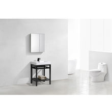 Load image into Gallery viewer, KUBEBATH Cisco AC24-BK 24&quot; Single Bathroom Vanity in Matte Black with White Acrylic Composite, Integrated Sink, Rendered Angled View