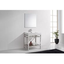 Load image into Gallery viewer, KUBEBATH Cisco AC30 30&quot; Single Bathroom Vanity in Chrome with White Acrylic Composite, Integrated Sink, Rendered Angled View