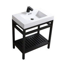 Load image into Gallery viewer, KUBEBATH Cisco AC30-BK 30&quot; Single Bathroom Vanity in Matte Black with White Acrylic Composite, Integrated Sink, Angled View