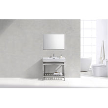 Load image into Gallery viewer, KUBEBATH Cisco AC36 36&quot; Single Bathroom Vanity in Chrome with White Acrylic Composite, Integrated Sink, Rendered Front View