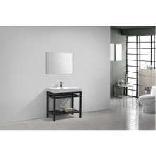 Load image into Gallery viewer, KUBEBATH Cisco AC36-BK 36&quot; Single Bathroom Vanity in Matte Black with White Acrylic Composite, Integrated Sink, Rendered Angled View