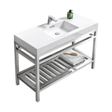 Load image into Gallery viewer, KUBEBATH Cisco AC48 48&quot; Single Bathroom Vanity in Chrome with White Acrylic Composite, Integrated Sink, Angled View