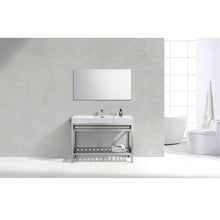 Load image into Gallery viewer, KUBEBATH Cisco AC48 48&quot; Single Bathroom Vanity in Chrome with White Acrylic Composite, Integrated Sink, Rendered Front View