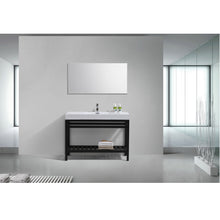 Load image into Gallery viewer, KUBEBATH Cisco AC48-BK 48&quot; Single Bathroom Vanity in Matte Black with White Acrylic Composite, Integrated Sink, Rendered Front View