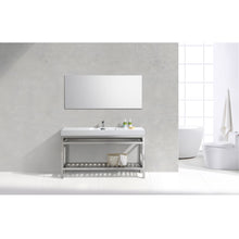 Load image into Gallery viewer, KUBEBATH Cisco AC60S 60&quot; Single Bathroom Vanity in Chrome with White Acrylic Composite, Integrated Sink, Rendered Front View