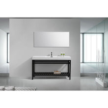 Load image into Gallery viewer, KUBEBATH Cisco AC60S-BK 60&quot; Single Bathroom Vanity in Matte Black with White Acrylic Composite, Integrated Sink, Rendered Front View