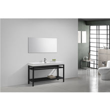 Load image into Gallery viewer, KUBEBATH Cisco AC60S-BK 60&quot; Single Bathroom Vanity in Matte Black with White Acrylic Composite, Integrated Sink, Rendered Angled View
