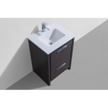 Load image into Gallery viewer, KUBEBATH Dolce AD624WB 24&quot; Single Bathroom Vanity in Gray Oak with White Quartz, Rectangle Sink, Top Angled View with Countertop