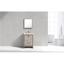 Load image into Gallery viewer, KUBEBATH Dolce AD624NW 24&quot; Single Bathroom Vanity in Nature Wood with White Quartz, Rectangle Sink, Rendered Front View