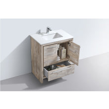 Load image into Gallery viewer, KUBEBATH Dolce AD630NW 30&quot; Single Bathroom Vanity in Nature Wood with White Quartz, Rectangle Sink, Open Door and Drawer