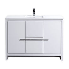 Load image into Gallery viewer, KUBEBATH Dolce AD648SGW 48&quot; Single Bathroom Vanity in High Gloss White with White Quartz, Rectangle Sink, Front View