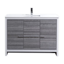 Load image into Gallery viewer, KUBEBATH Dolce AD648SHG 48&quot; Single Bathroom Vanity in Ash Gray with White Quartz, Rectangle Sink, Front View